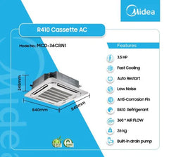 Midea 3.5HP R410 Cassette Air Conditioner | MCD-36CRN1