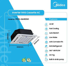Midea 3.5HP Cassette R410 Inverter Air Conditioner | MCD-36HRDN1
