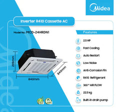 Midea 2.5HP Cassette R410 Inverter Air Conditioner | MCD-24HRND1