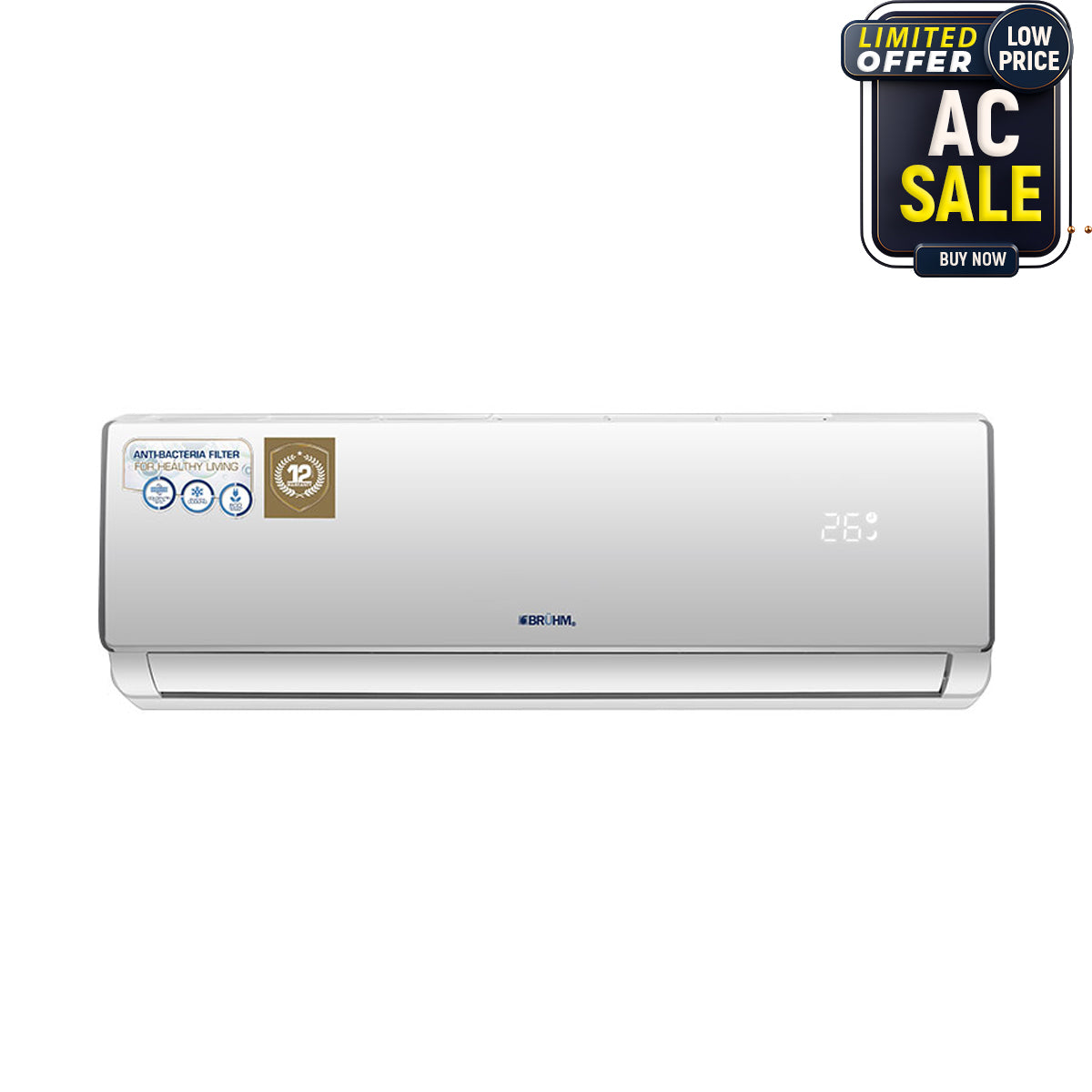 Bruhm 2.5HP R410 Split Non-Inverter Air Conditioner | BAS-24RCEW
