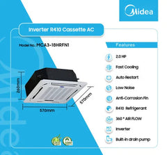Midea 2.0HP Cassette R410 Inverter Air Conditioner | MCA3-18HRFN1