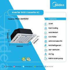 Midea 3.5HP Cassette R410 Inverter Air Conditioner | MCD-36HRDN1