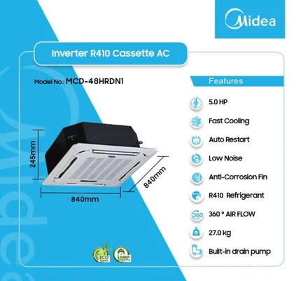 Midea 5.0HP Cassette R410 Inverter Air Conditioner | MCD-48HRDN1