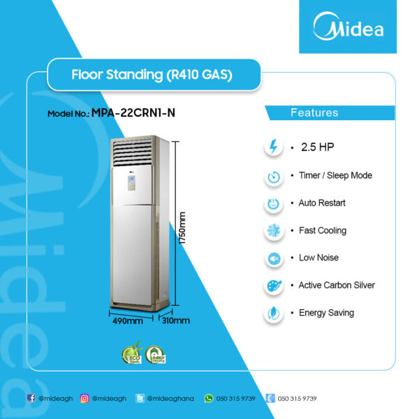 Midea 2.5HP Floor Standing Non-Inverter Air Conditioner | MPA-22CRN1-N