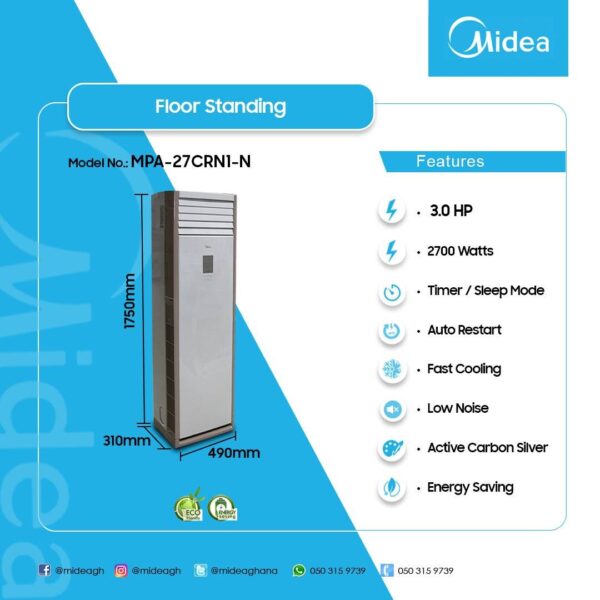 Midea 3.0HP Floor Stading Air Conditioner | MPA-27CRN1-N