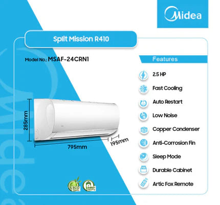 Midea 2.5HP Split Inverter R410 Air conditioner | MSAF-24CRN1