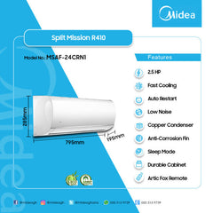 Midea 2.5HP Split Inverter R410 Air conditioner | MSAF-24CRN1