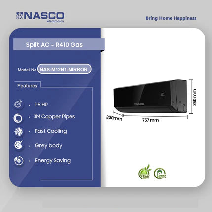 Nasco 1.5HP R410 Split Air Conditioner | NAS-M12N1-MIRROR