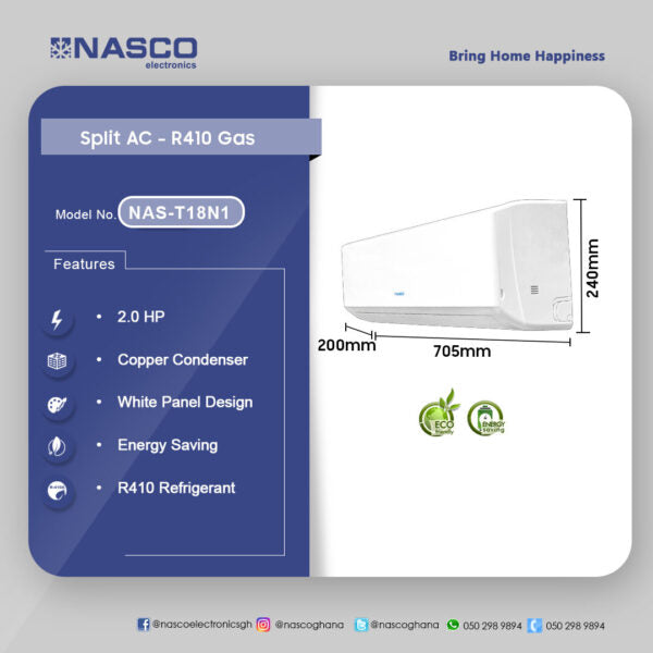 Nasco 2.0HP R410 Split Air Conditioner | NAS-T18N1