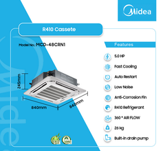 Midea 5.0HP R410 Cassette Air Conditioner | MCD-48CRN1