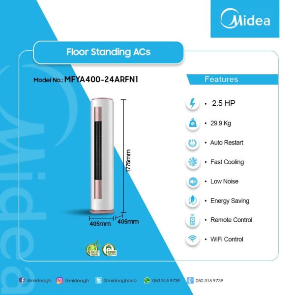 Midea 2.5HP Floor Standing Inverter Air Conditioner | MFYA400-24ARFN1